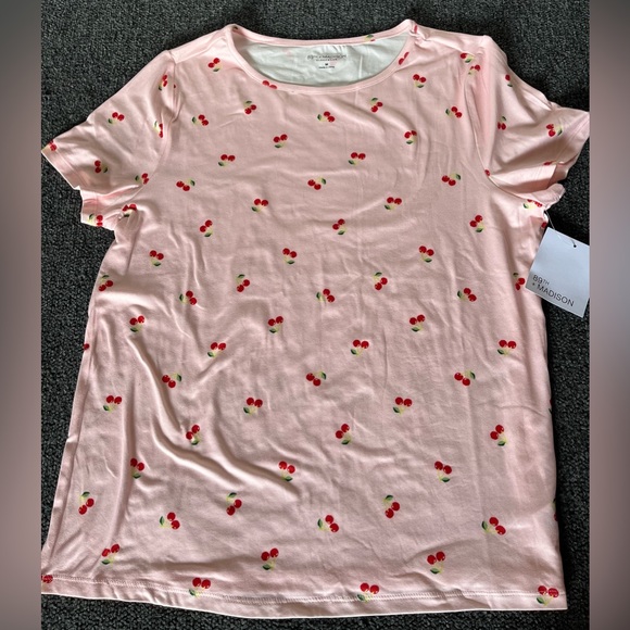 Cherry Print Medium Pajama Set Two Piece, Shirt And Pants - Picture 2 of 4